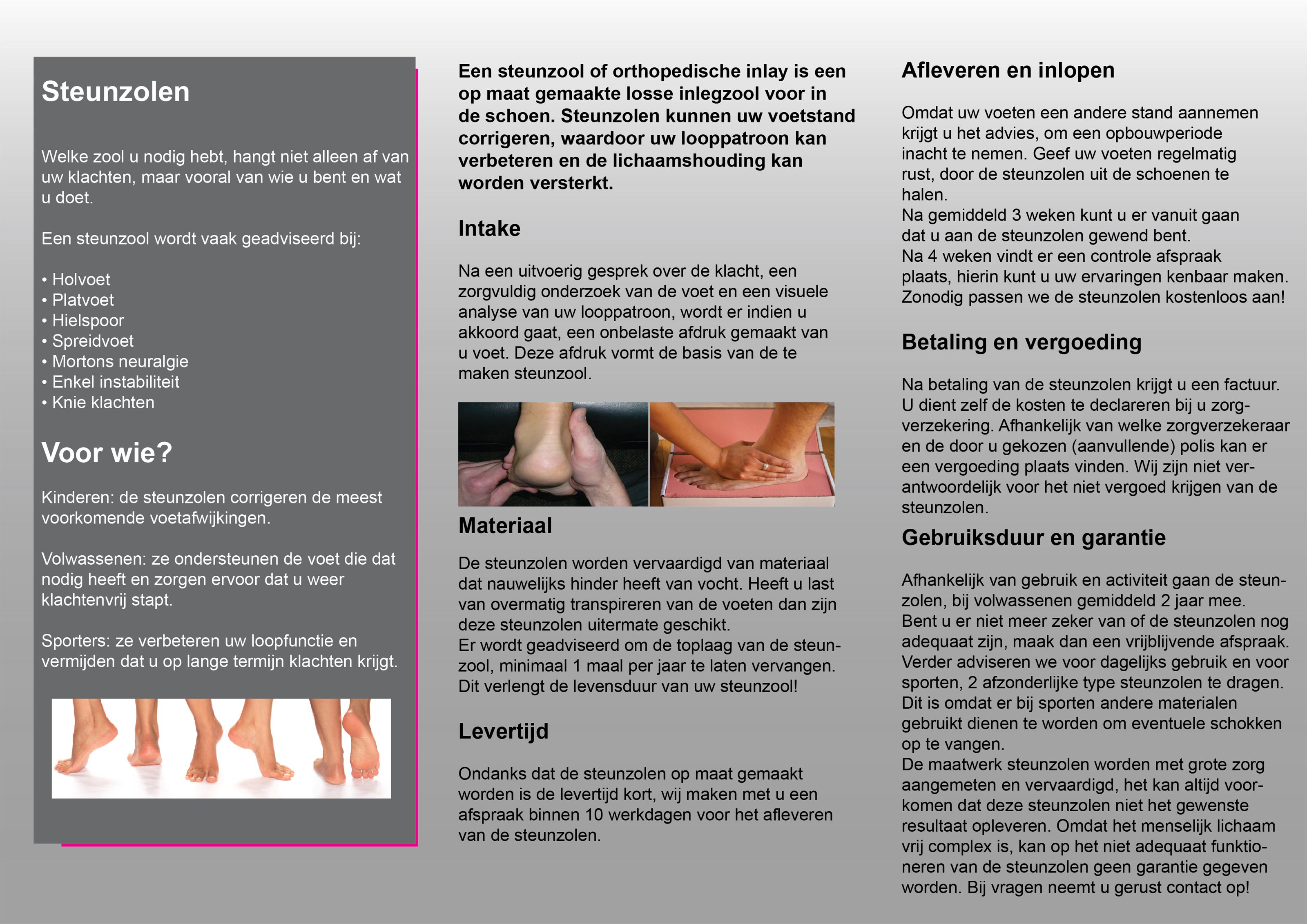 Steunzolen - Folders / Media - Papenburg Orthopedie BV